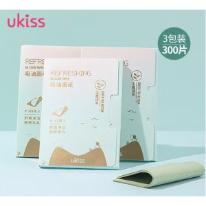 悠珂思（ukiss）绿茶吸油面纸100片*3包 面部控油定妆 男女通用便携补妆平衡水油