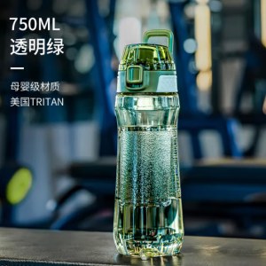 JEKO&JEKO运动水杯水壶夏季大容量塑料杯子男士Tritan学生水瓶 750mL透明绿